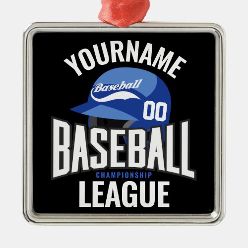 Personalized Baseball Player NAME Team Champ Club  Metal Ornament