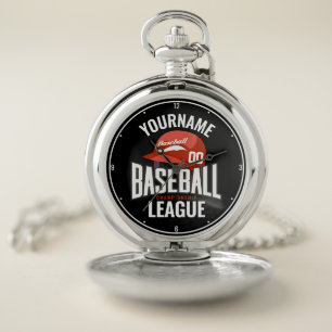 Personalized Baseball Player NAME Team Champ Club Pocket Watch