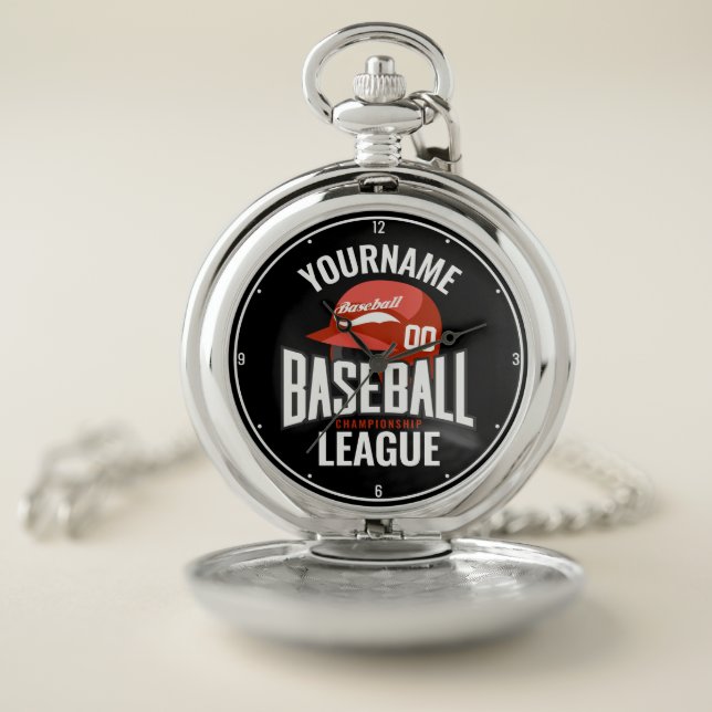 Personalized Baseball Player NAME Team Champ Club Pocket Watch (Inside)