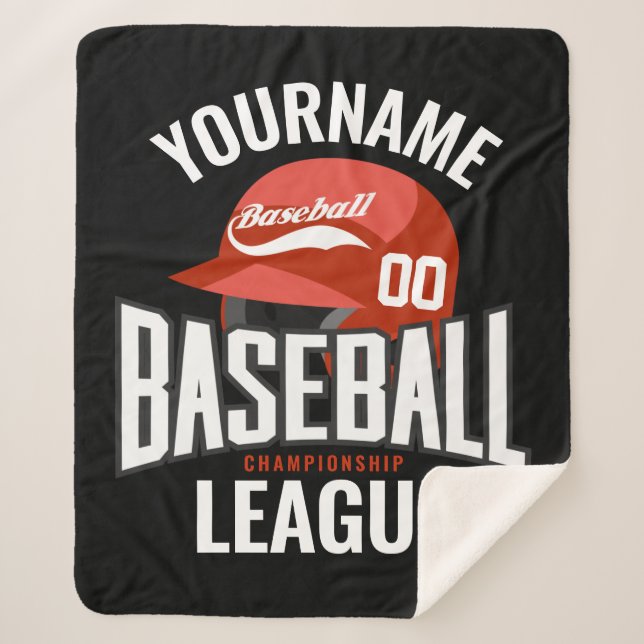 Personalized Baseball Player NAME Team Champ Club  Sherpa Blanket (Front)