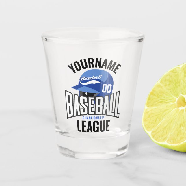 Personalized Baseball Player NAME Team Champ Club  Shot Glass (Front)