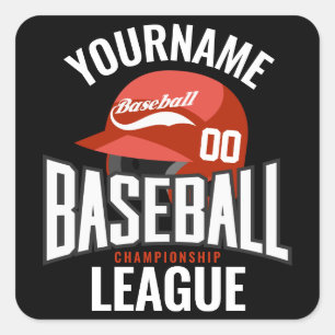 Personalized Baseball Player NAME Team Champ Club  Square Sticker