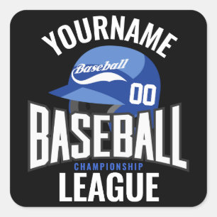 Personalized Baseball Player NAME Team Champ Club Square Sticker