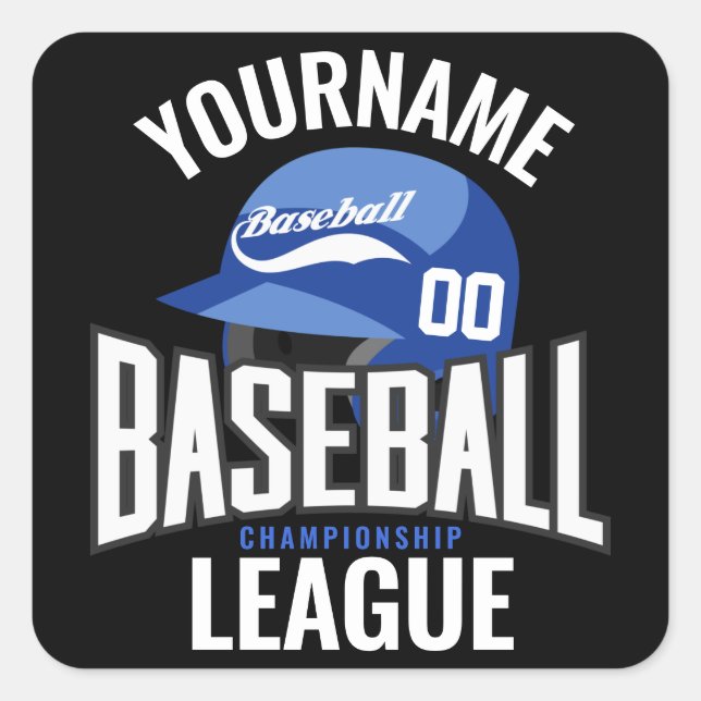 Personalized Baseball Player NAME Team Champ Club  Square Sticker (Front)