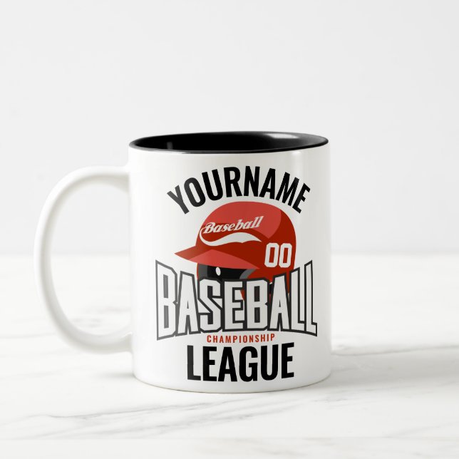Personalized Baseball Player NAME Team Champ Club  Two-Tone Coffee Mug (Left)