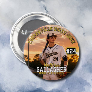 Personalized Baseball Player Photo  Button