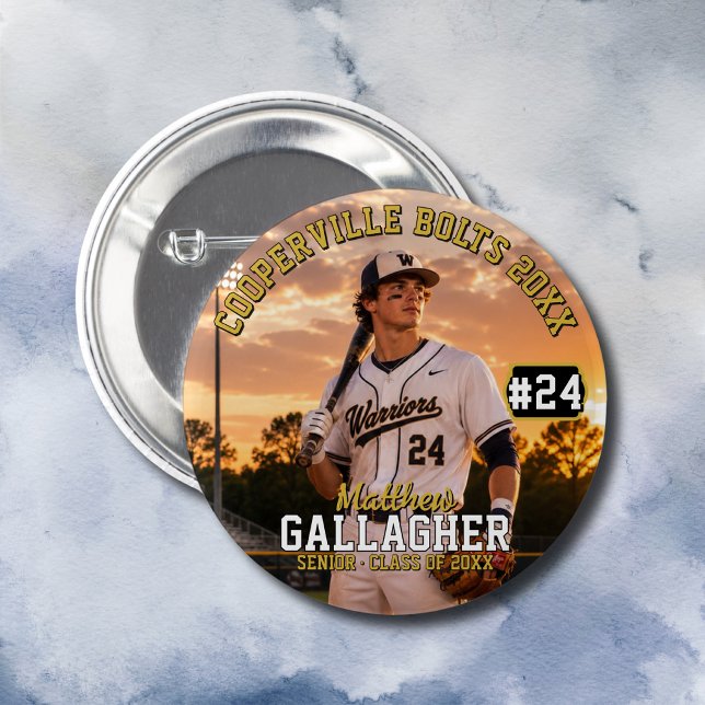 Personalized Baseball Player Photo  Button (Creator Uploaded)