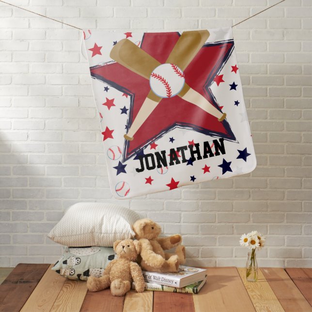 Personalized  Baseball player Stroller Blanket (In Situ)