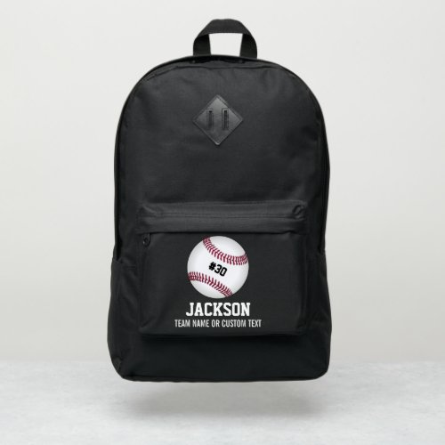 Personalized Baseball Player Team Name Custom Text Port Authority Backpack