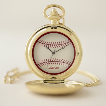 Personalized Baseball Pocket Watch by suncookiez at Zazzle