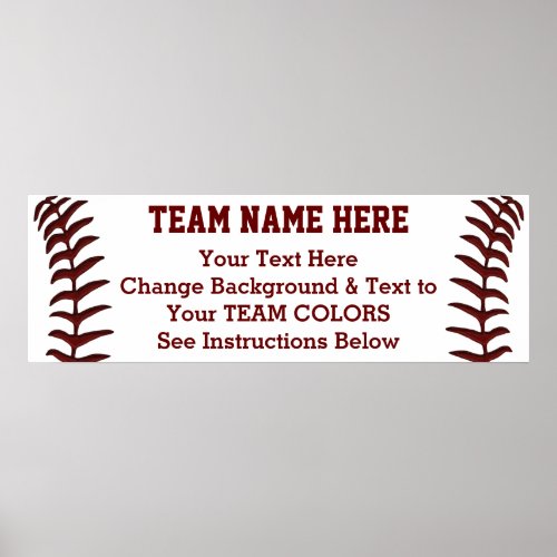 Personalized Baseball Poster Banner 36 in X 12 in