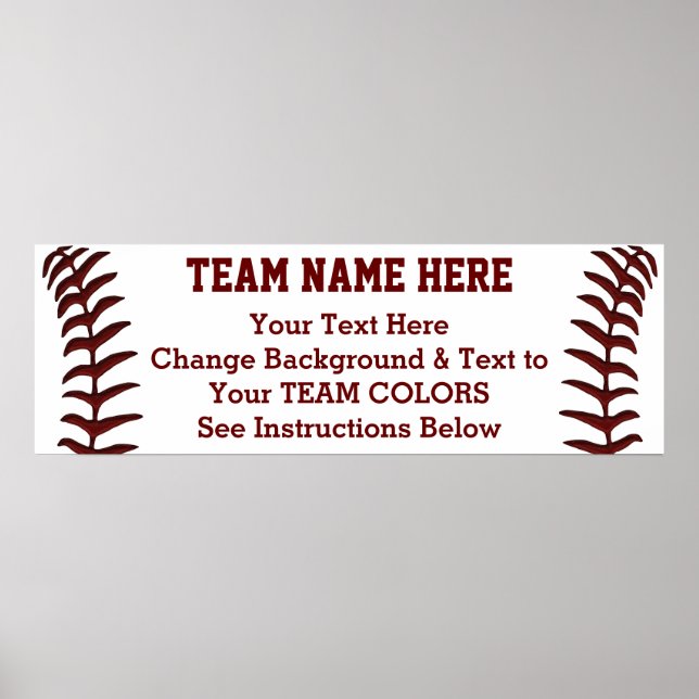 Personalized Baseball Poster Banner 36 in X 12 in (Front)