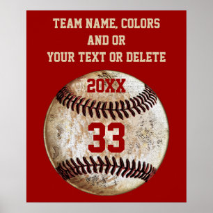 Personalized Baseball Posters, Your Text, Colors Poster