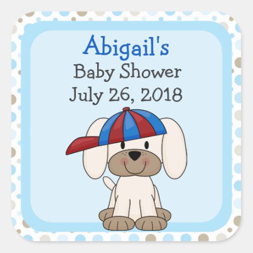 Personalized Baseball Puppy Baby Shower Stickers