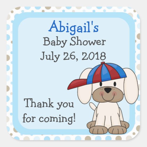 Personalized Baseball Puppy Baby Shower Stickers