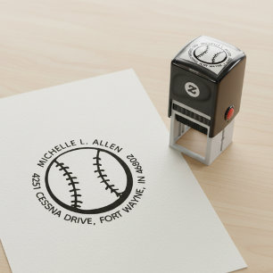 Personalized Baseball Round Return Address Stamp