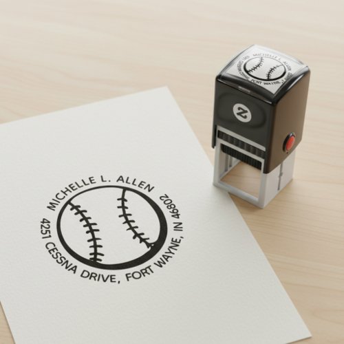 Personalized Baseball Round Return Address Stamp