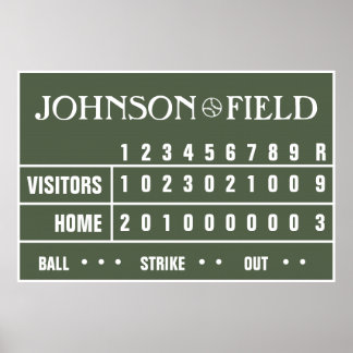 Personalized Baseball Scoreboard - 60" x 40" Poster