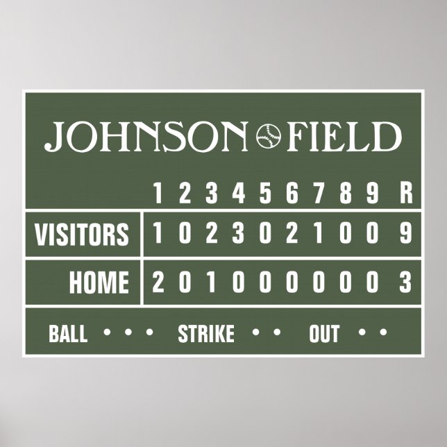 Personalized Baseball Scoreboard - 60" x 40" Poster (Front)