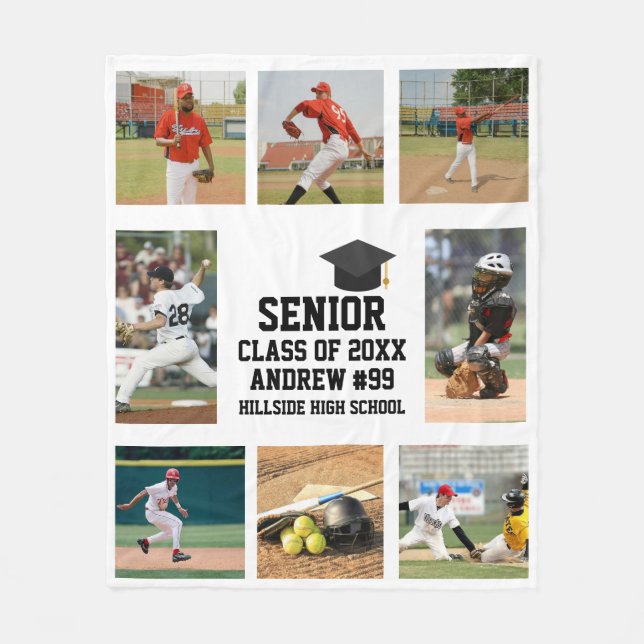 Personalized Baseball Senior Class Of Graduation Fleece Blanket (Front)