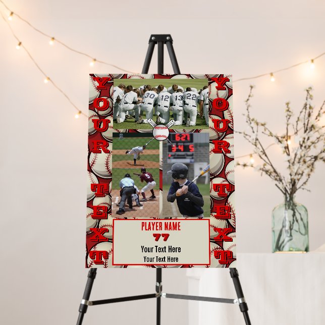 Personalized Baseball Senior Night Photo Collage Foam Board (In Situ (Stand))