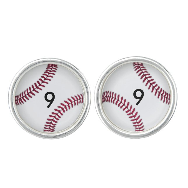 Personalized Baseball Silver Plated Cufflinks (Front)