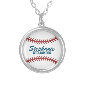 Personalized Baseball Silver Plated Necklace