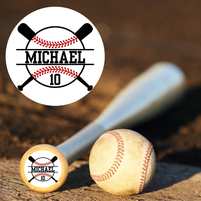 Personalized Baseball Softball Bat Knob Name Classic Round Sticker (Creator Uploaded)