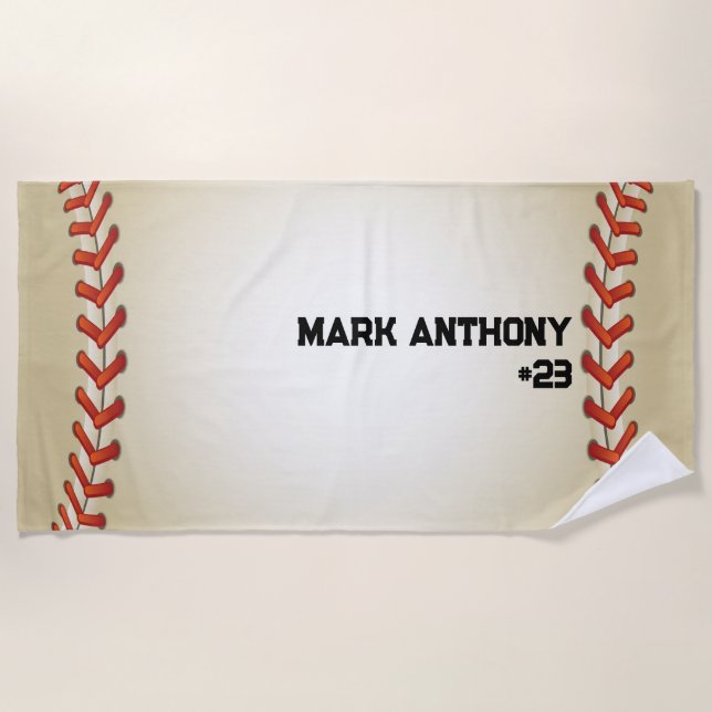 Personalized Baseball / Softball Beach Towel (Front)