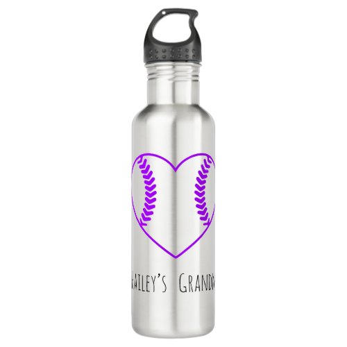 Personalized baseball softball fan stainless steel water bottle