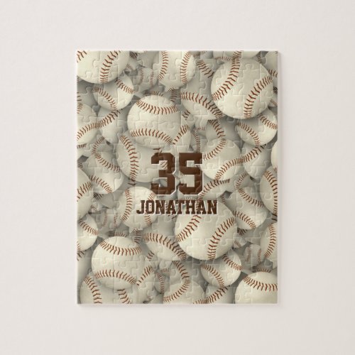 personalized baseball softball pattern boys girls jigsaw puzzle