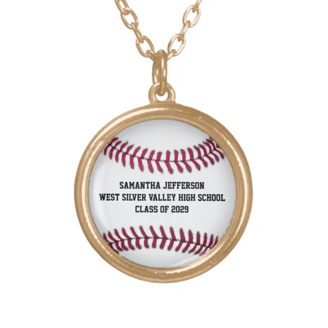 14k Yellow Gold Personalized Baseball/Softball Pendant - Custom Name & Number Charm