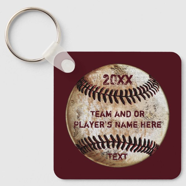 PERSONALIZED, Baseball Souvenirs, Baseball  Keychain (Front)