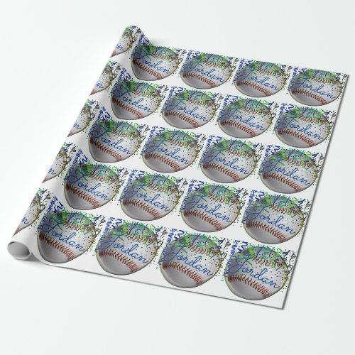Personalized Baseball Sports Birthday Wrapping Paper