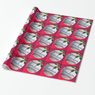 Personalized Baseball Sports Christmas Wrapping Paper
