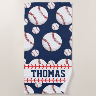 Personalized Baseball Sports Summer Beach Towel