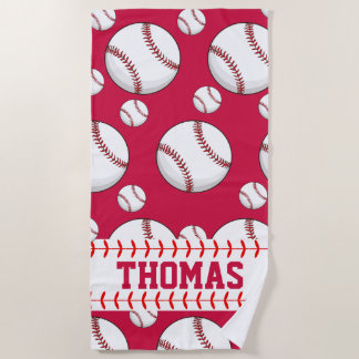 Personalized Baseball Sports Summer Beach Towel