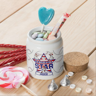 Personalized Baseball Star and stripes Candy Jar