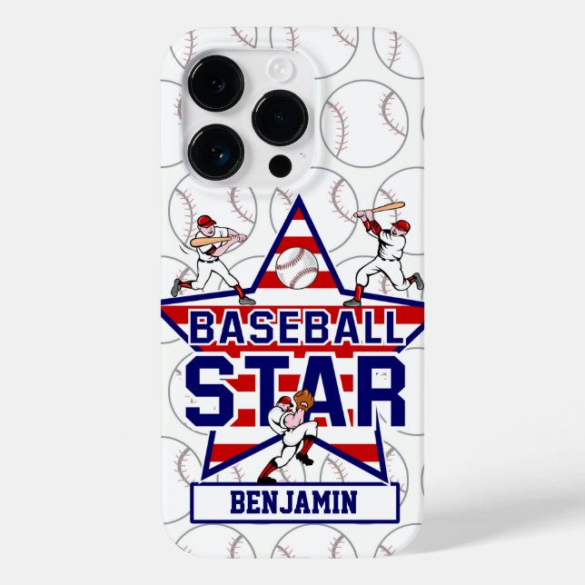 Personalized Baseball Star and Stripes Case-Mate iPhone Case (Back)