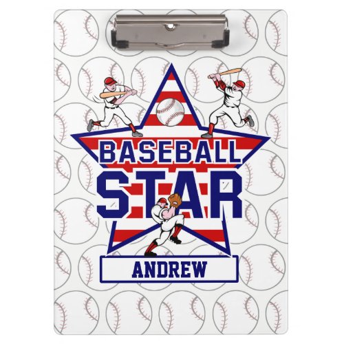 Personalized Baseball Star and stripes Clipboard
