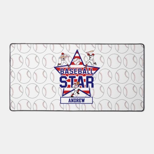 Personalized Baseball Star and stripes Desk Mat