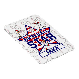 Personalized Baseball Star and stripes Magnet