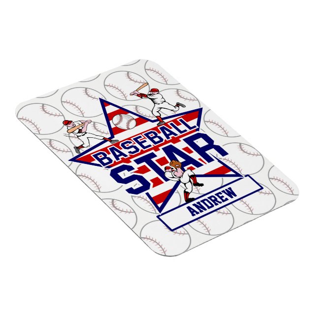 Personalized Baseball Star and stripes Magnet (Right Side)
