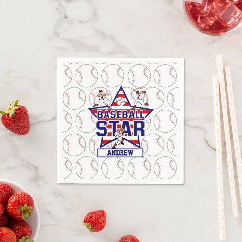 Personalized Baseball Star and stripes Napkins