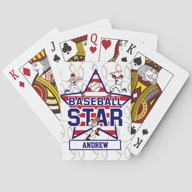 Personalized Baseball Star and stripes Poker Cards (Back)