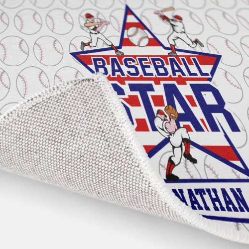 Personalized Baseball Star and stripes Rug