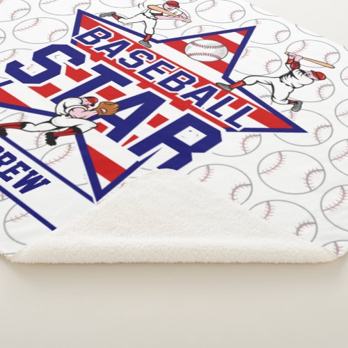 Personalized Baseball Star and stripes Sherpa Blanket