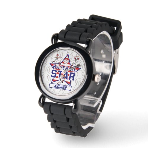 Personalized Baseball Star and stripes Watch