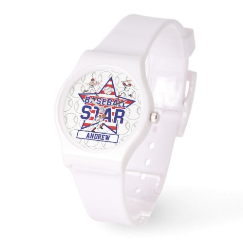 Personalized Baseball Star and stripes Watch