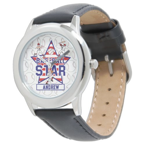 Personalized Baseball Star and stripes Watch